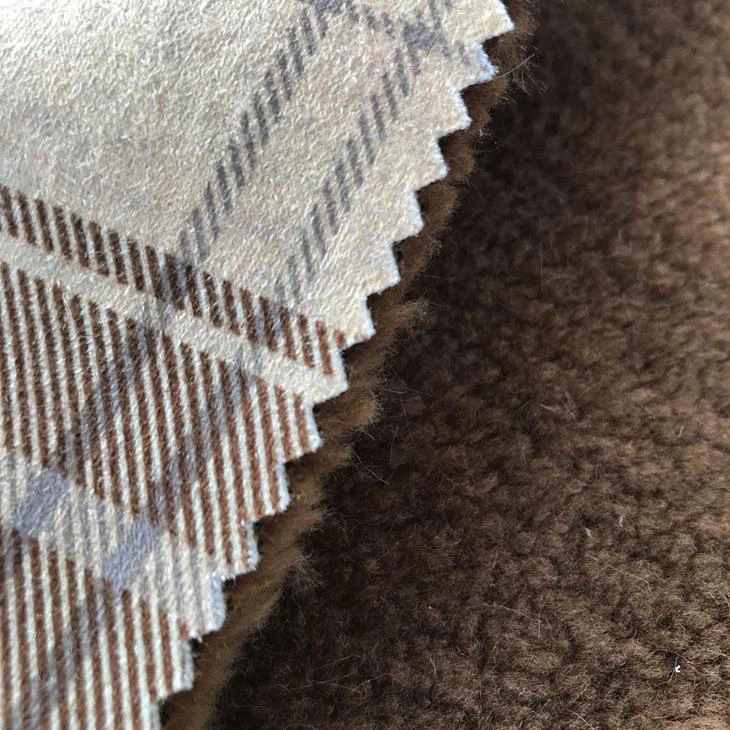 Polyester Suede Leather Suede With Fauc Fur Fabric